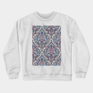 Botanical Moroccan Doodle Pattern in Navy Blue, Red & Grey Crewneck Sweatshirt